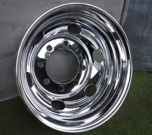 ★22.5x8.25 ブリヂストン ホイール【メッキ】 JIS規格 8穴 off:165mm 研磨済み PCD285mm ハブ径221mm 裏履き用 1本売り切り価格_TB111