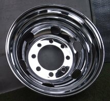 ★22.5x8.25 ブリヂストン ホイール【メッキ】 JIS規格 8穴 off:165mm 研磨済み PCD285mm ハブ径221mm 裏履き用 1本売り切り価格_TB111_画像3