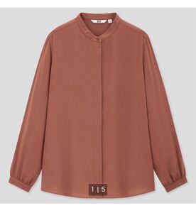 【新品未使用】UNIQLO バンドカラーブラウス 長袖 L