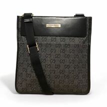 希少 美品 グッチ ショルダーバッグ ミニ GG柄 キャンバス レザー 黒 GUCCI _画像1