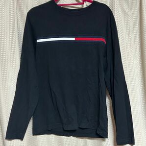 TOMMY HILFIGER トミーヒルフィガー ロゴ　ロングTシャツ　ブラック　S ロンT