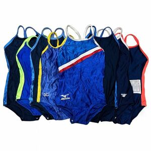 36【整理品リサイクル】カラフルパイピング8枚セット女子競泳水着(120～S)★MIZUNO小松ニット大栄商会