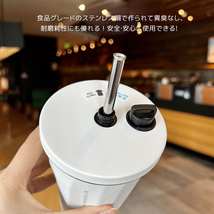 タンブラー 水筒 ストロー付き トラベルタンブラー ストロー付き 真空二重構造 保冷 結露しない 直飲み こぼれない 600ml 蓋付き_画像2