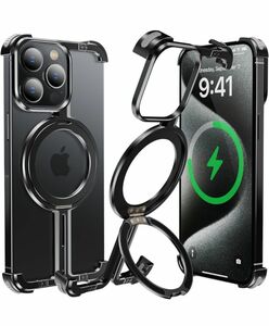 iPhone 15plus用ケース フレームレス MagSafe対応 ワイヤレス充電対応 マグネット搭載 耐衝撃