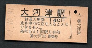 駅名改称最終日（越後線）大河津駅１４０円（現　寺泊駅）