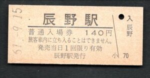 （中央本線）辰野駅１４０円