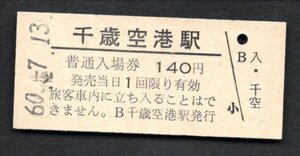 駅名改称（千歳線）千歳空港駅１４０円（現　南千歳駅）