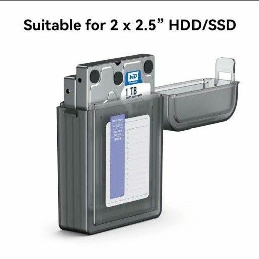 HDD保管ケース 2.5インチ ハードディスク 専用保護収納ケース 静電気防止/防湿/防塵/耐衝撃 透明PP素材 メモラベル付き 