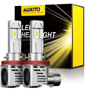 944) AUXITO H11 H8 H9 H16 LEDヘッドライト 車用 2年品質保証 新基準車検対応 ZES LEDチップ搭載 驚異の純正6500K 12V2個入り ホワイト