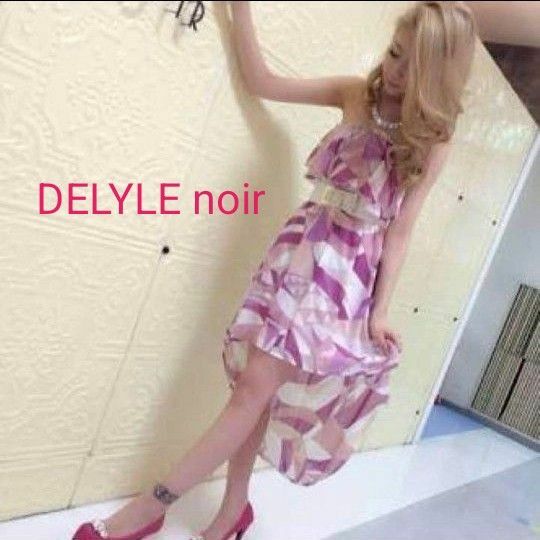 DELYLE noir レトロ柄ベアフリルテールカットワンピース　デイライルノアール　