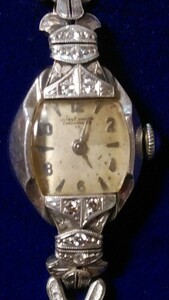 Ulysse Nardin ULYSSE NARDIN platinum PT diamond 8P hand winding lady's wristwatch Vintage 