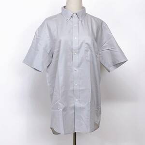 X883 美品 UNIQLO ユニクロ メンズ トップス シャツ 半袖 グレー 灰 綿 コットン オフィスカジュアル 夏 オフィススタイリッシュルック 