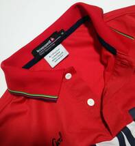 美品 ルコックゴルフ 春夏／カラーブロック ドライ 半袖ポロシャツ ショートスリーブシャツ 半袖シャツ プルオーバー 赤 メンズM_画像7