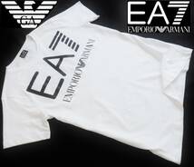 新品★エンポリオ アルマーニ★ホワイト Tシャツ★センター切替し ブラック ロゴプリント 白 黒 XL★EMPORIO ARMANI EA☆201_画像1