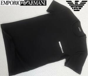 新品★エンポリオ アルマーニ★ストレッチ ブラック Tシャツ★超 タイト スリム★クルーネック 黒 XL★EMPORIO ARMANI☆222