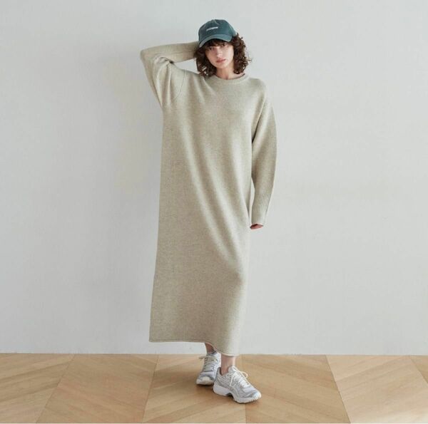 新品SeaRoomlynn wool mixリラックスワンピース オートミールM