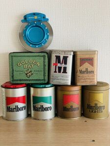 8 piece set smoke . can cigarettes can empty can that time thing Showa Retro Marlboro can ashtray cigar tray cigar tray case unused / long-term keeping goods 