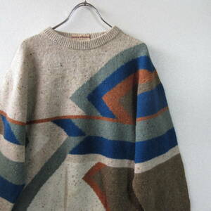 ○良品 希少 ISSEY MIYAKE イッセイミヤケ by ALLSTYLE◆70s 80s ヴィンテージ ニット セーター◆メンズ マルチ サイズ不明