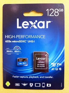 【新品・未使用】Lexar レキサー 633x microSDXCカード 128GB UHS-1 Class10 SDアダプタ付