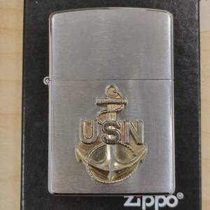 Zippo USN NAVY アメリカ 海軍 ジッポー オイルライター 2004年製 火花確認済み シルバー 現状渡し 中古