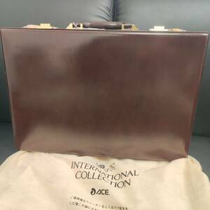 [ unused storage goods ] Ace cow leather attache case ACE INTERNATIONAL COLLECTION Hong Kong made PRESTO lock 