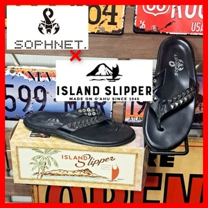 激レア　SOPHNET.×ISLAND SLIPPER ソフネット　アイランドスリッパ　スタッズ　レザーサンダル　27㎝　ブラック