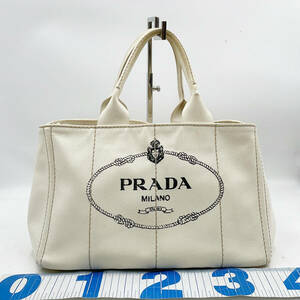 PRADA プラダ カナパトート 白 キャンバス トートバッグ