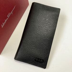 ★FERRAGAMO フェラガモ 二つ折り 財布 66A069 733359 黒 メンズ 紳士 中古美品【鑑定済み 本物保証】