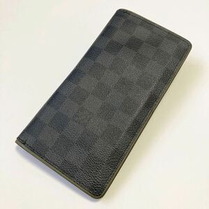 ★LOUIS VUITTON ルイヴィトン ダミエ ポルトフォイユブラザ グラフィット 折り長財布 メンズ 黒 中古【鑑定済み 本物保証】