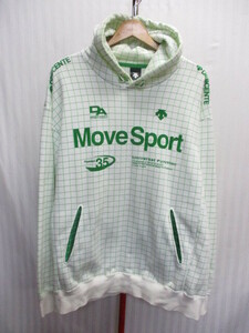 デサント　MOVE SPORT　メンズパーカー　メンズ2L LL XL　白緑　スウェットパーカー　スウェットジャージトップ　トラックジャケット03012