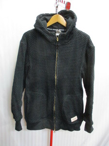 SPECIAL ONE CLOTHING　スペシャルワン　ニット×スウェットパーカー　メンズL　黒　ジップアップパーカー　ニットパーカー ブルゾン03085