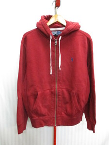  Ralph Lauren Zip up Parker men's M red hood reverse side thermal ground f-ti- jacket Logo embroidery sweat Parker blouson 03202