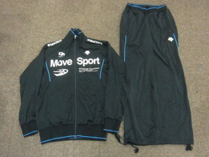 デサント　MOVE SPORT　メンズジャージ上下セットアップ　メンズM　黒　トラックスーツ上下　トラックジャケット＆ジャージパンツ　03239