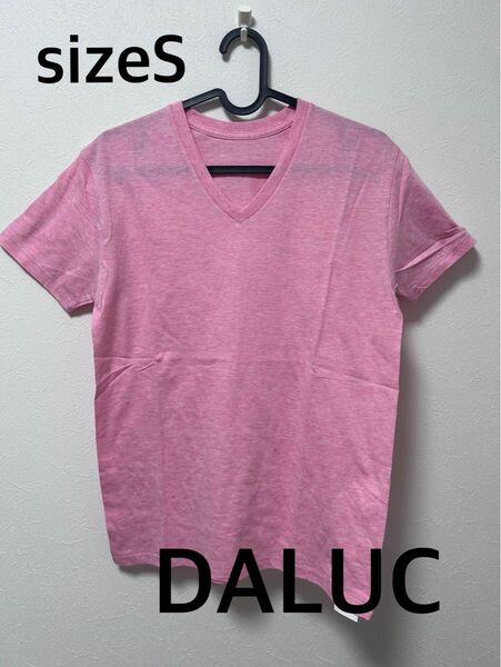 DALUC 半袖　tシャツ 薄ピンク　半袖　VネックメンズS