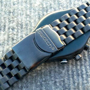 極美品 スウォッチ swatch IRONY フルメタルPVDガンメタル タキメーターレーシングクロノグラフ腕時計の画像2