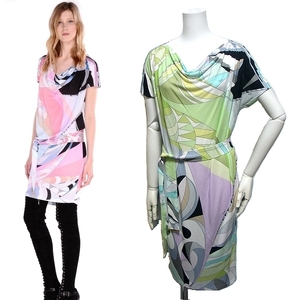 [15.4 десять тысяч новый товар!]EMILIO PUCCI Emilio Pucci * блестящий ... быть установленным * One-piece Mini платье 40 размер подлинный товар SALE