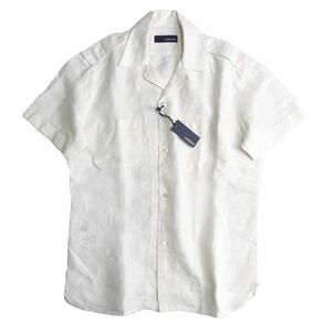 【4.3万新品！】LARDINI ラルディーニ ◇ 爽やかで涼し気な佇まい ◇ リネン オープンカラーシャツ Mサイズ 本物 SALE