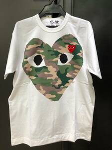 COMME des GARCONS PLAY Tシャツ　白×迷彩ハート　Mサイズ