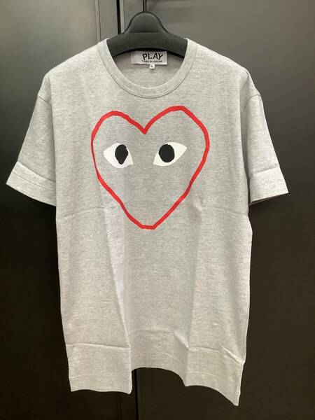 COMME des GARCONS PLAY Tシャツ　グレー×赤ハート　AZ-T266 メンズXLサイズ