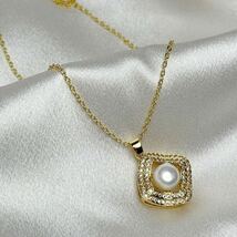 綺麗！本真珠ペンダント8mm 天然パールネックレス42cm k18仕上げ　necklace jewelry_画像2