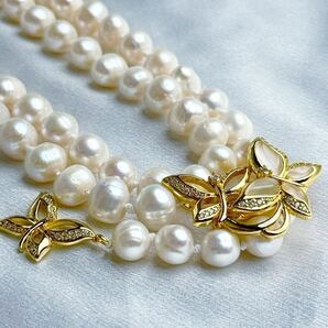 綺麗！本真珠ネックレス8mm 85cm necklace pearl jewelry 蝶々 母貝の画像2