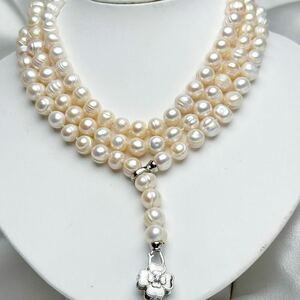 綺麗！本真珠ネックレス8-9mm 120cm 天然パールネックレスjewelry necklace 天然Pearl 