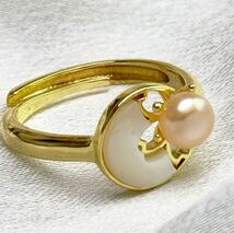 綺麗！本真珠指輪　5mm 天然パールリング　天然パールリングk18仕上げ_画像4