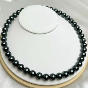 完璧な仕上げ　貝パールネックレス10mm 黒真珠ネックレス42cm 大粒 necklace 