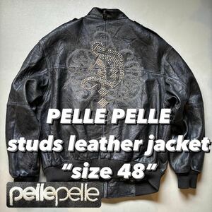 PELLE PELLE studs leather jacket “size 48” ペレペレ スタッズレザージャケット 本革 黒 ブラック