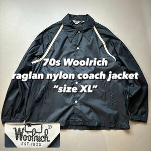 70s Woolrich raglan nylon coach jacket “size XL” 70年代 80年代 ウールリッチ ラグランナイロンコーチジャケット ナイロンジャケット