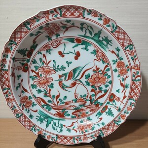 たち吉 大皿 赤絵 赤絵花鳥 橘吉 和食器 飾り皿 呉須赤絵 深和 レトロ