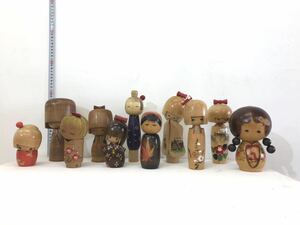 ② 創作こけし こけし kokeshi kawaii お土産 伝統工芸 まとめて 11本 郷土玩具 昭和 レトロ リボン おかっぱ インテリア 大量