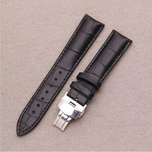 レザーベルト 腕時計ベルト 革ベルト 交換用ベルト バネ棒 外箱 ブラック 24mm Dバックル バネ棒外し Black 太めのベルトの画像2