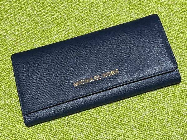 MICHAEL KORS 長財布 紺/ネイビー★マイケルコース ★レディース 財布 中古美品★新品 マスク2枚付き